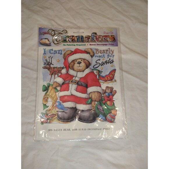 New JONES TONES VINTAGE COLOR IRON-ON TRANSFER #908 Santa Bear 9" x 9" - Picture 2 of 8